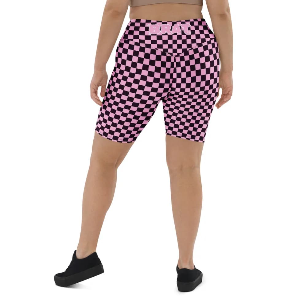 BRAT Biker Shorts in Pink Checker