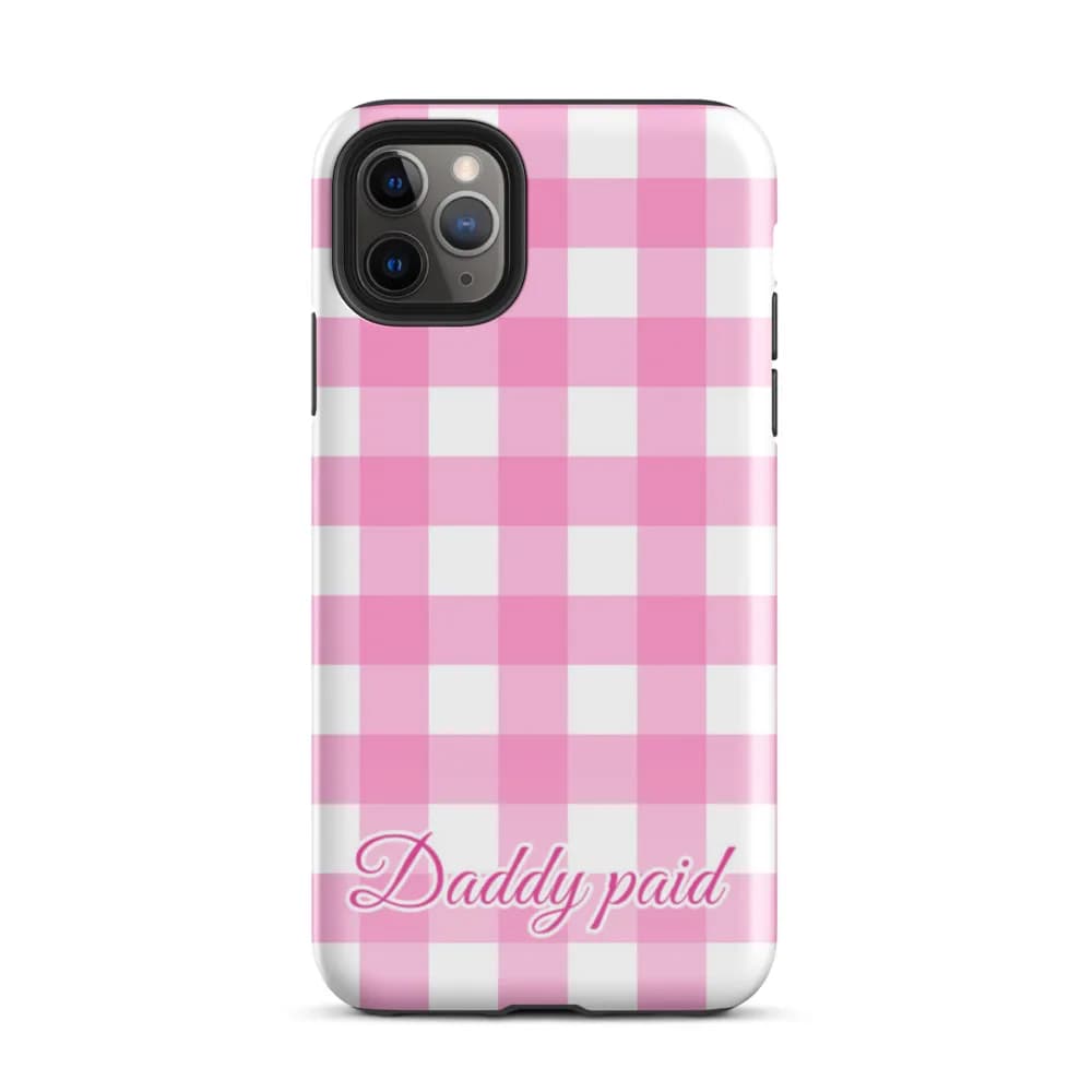 Paid for by Daddy PopSocket-Friendly iPhone Case in Pink Gingham