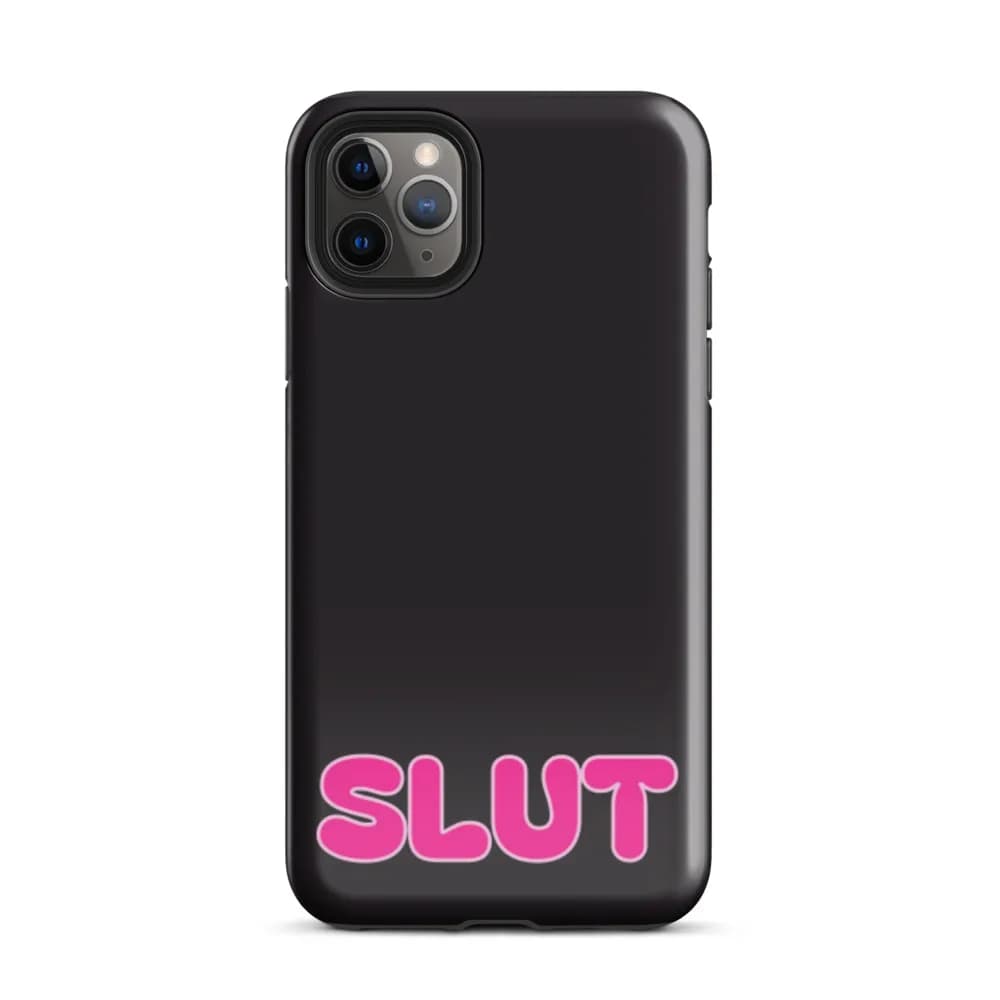 SLUT PopSocket-Friendly iPhone Case in Black