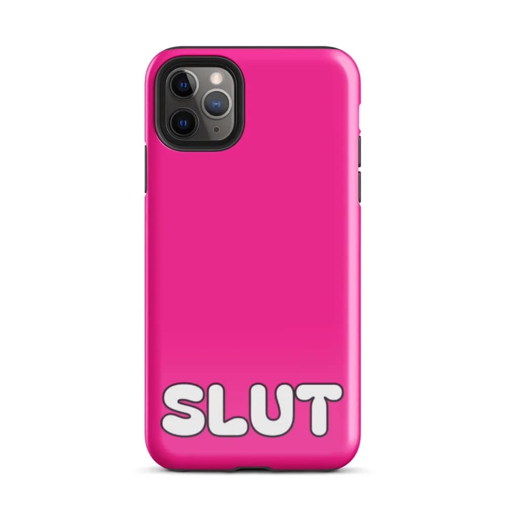 SLUT PopSocket-Friendly iPhone Case in Hot Pink