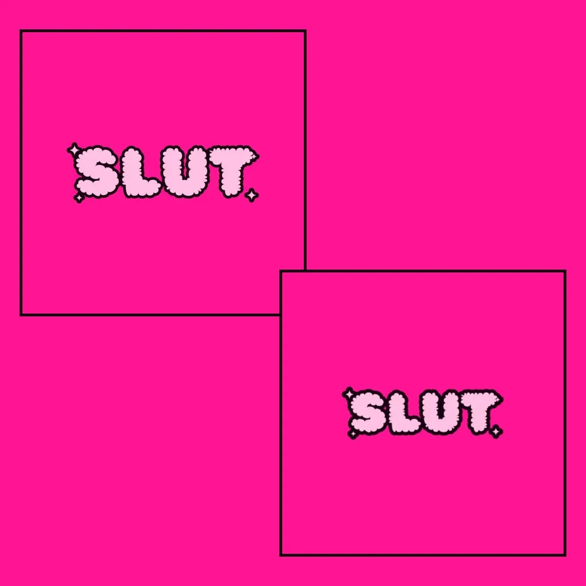 SLUT Tracksuit in Hot Pink: zip hoodie and wide-leg joggers