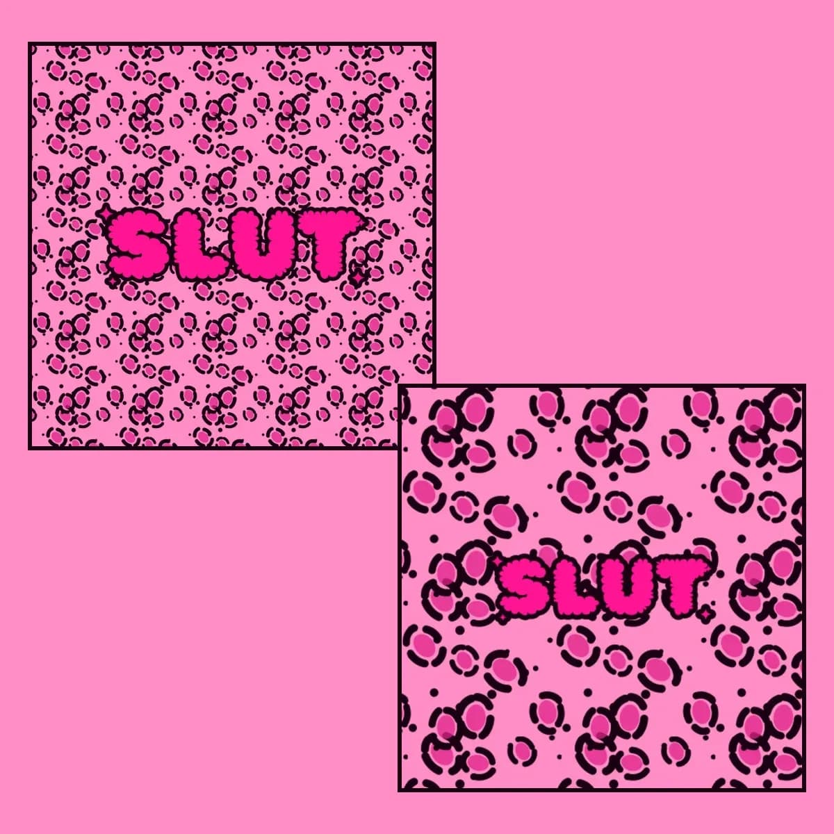 SLUT Tracksuit in Pink Leopard: zip hoodie and wide-leg joggers